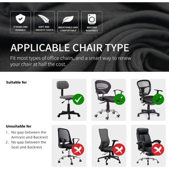 Office Chair Covers, Removable, Washable, Slipcover, Protector, Seat Cover, NAVY - Picture 7 of 12